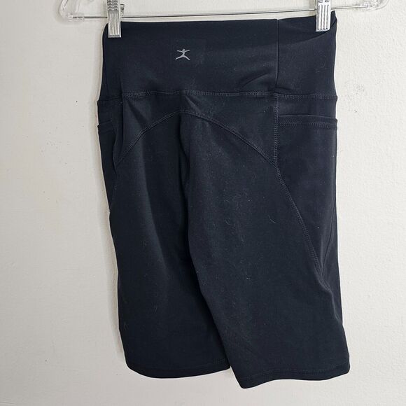 Danskin Black Bike Shorts Side Pockets High Rise Waistband Shaping Contour Seams - Picture 3 of 8